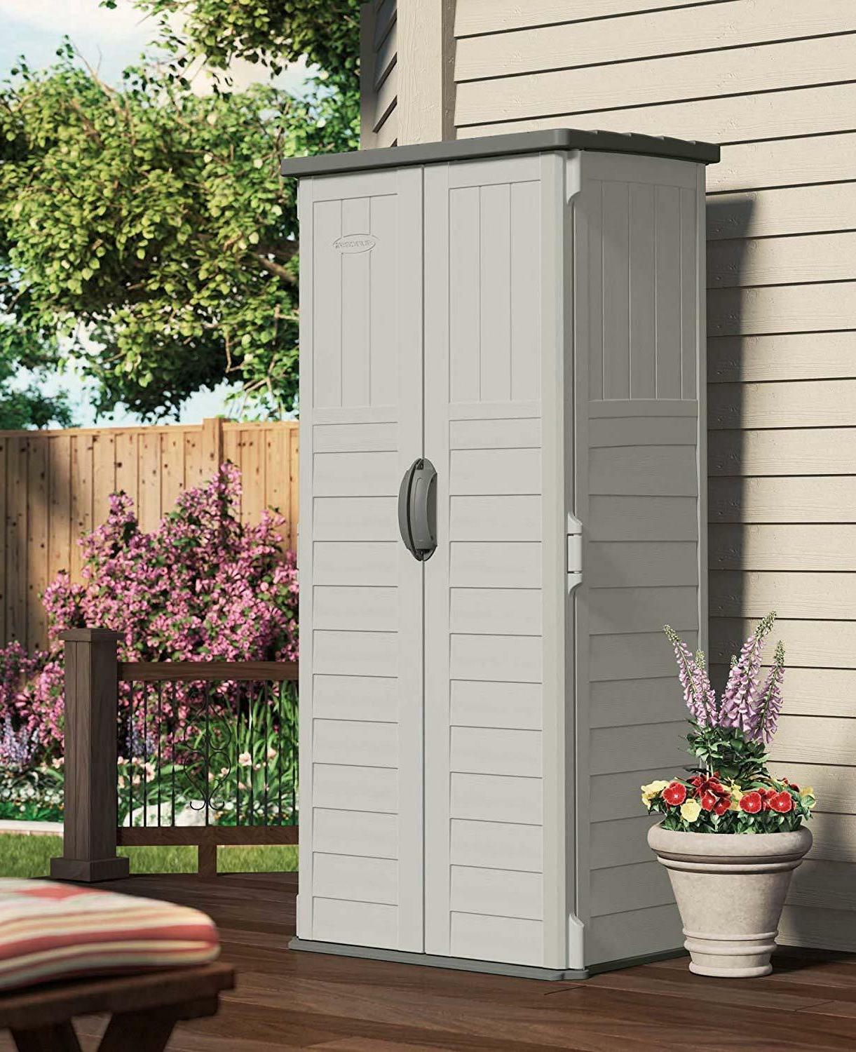 Outdoor Storage Shed Tall Plastic Garden Tool Cabinet